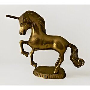 Vintage Solid Brass Unicorn Collectibles Horse Statue Figurine 5.75" Tall